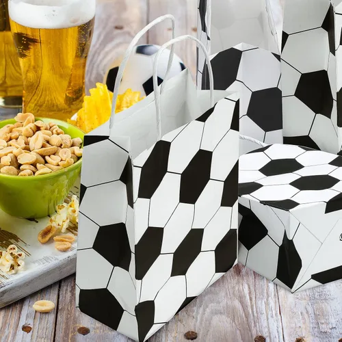 Vista 6 de Fainne 30 bolsas de regalo de fútbol, bolsas de regalo de fútbol, bolsas de papel con asas para dulces, aperitivos deportivos, bolsa de regalo