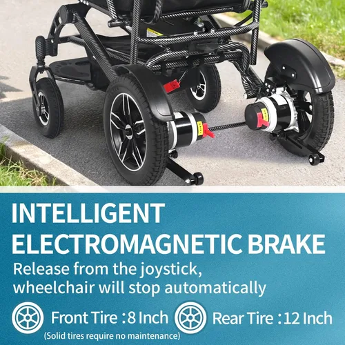 Vista 5 de John Dawson Silla de ruedas eléctrica plegable todo terreno para adultos, motores duales de 500 W, marco de aleación de aluminio ligero, batería
