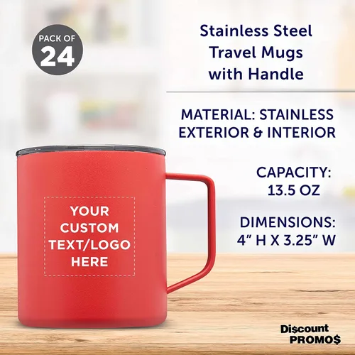 Vista 4 de Kenai - Tazas de viaje personalizadas con recubrimiento en polvo, 13.5 onzas, juego de 24, paquete personalizado a granel, doble pared, perfectas