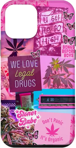 Vista 16 de Funda para iPhone 16, color rosa, para mujer, diseño de collage de malas hierbas