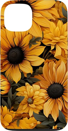 Vista 6 de iPhone 14 Flores de girasol hermoso floral amarillo patrón patrón caso