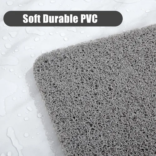 Vista 6 de HOMBYS 47 x 32 Alfombrilla extra grande para cabina de ducha y bañera, alfombrilla antideslizante para baño, alfombrillas de loofah de PVC para Gris