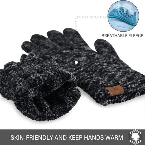Vista 4 de FZ FANTASTIC ZONE Womens Winter Touchscreen Gloves for Cold Weather, Chenille Warm Knit Gloves