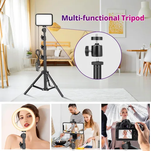Vista 8 de Torjim Iluminación de video para fotografía RGB, luces de estudio con trípode ajustable, iluminación de 16 colores para grabación de 16