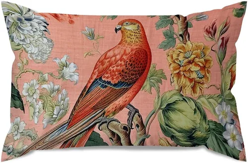 Vista 6 de ArogGeld Fundas de cojín de estilo chinoiserie, diseño de flores y pájaros, color rosa rubor, diseño de animales de pavo real, jardín asiático