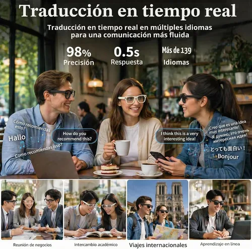 Vista 3 de Nuevas gafas inteligentes AI con cámara, gafas de grabación de video 8MP 4K