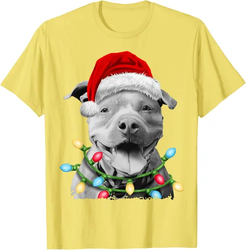 Vista 40 de Pit Bull Santa - Camiseta de perro con luces para árbol de Navidad para niños, Negro, S