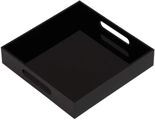 Vista 20 de KEVLANG Bandeja de acrílico transparente resistente con asas, bandeja organizadora de encimera de 8 x 8 x 2 pulgadas de alto para cocina, baño
