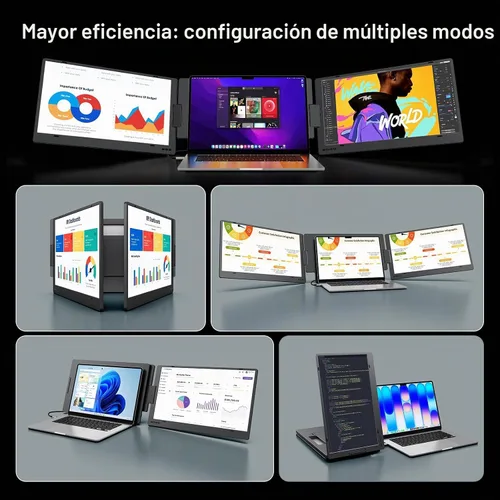 Vista 7 de KYY Extensor de pantalla para computadora portátil, aleación de monitor Negro