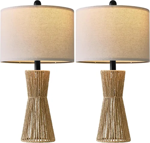 Vista 8 de OYEARS Lámparas de mesa de 22.5" para sala de estar, juego de 2 lámparas boho para dormitorios, lámpara de mesita de noche para veladores, lámpara