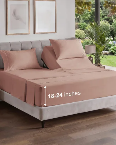 Vista 564 de Extra Deep Twin XL Sheet Set - 3 Piece College Dorm Room - White 01-Blanco