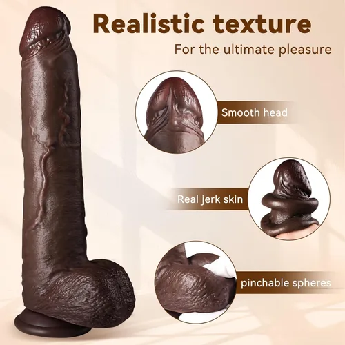 Vista 2 de Consolador de juguetes sexuales, consoladores realistas de 10.3 pulgadas con bolas exprimibles y prepucio móvil, juguete sexual de silicona realista