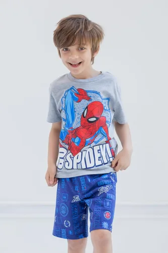 Vista 4 de Marvel Conjunto de camiseta de Spiderman y pantalones cortos de rizo francés de los Vengadores