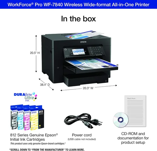 Vista 5 de EPSON, WorkForce Pro WF-7840 - Impresora inalámbrica todo en uno de gran formato con impresión automática a 2 caras hasta 13x19 pulgadas, ADF de 50