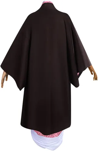 Vista 5 de Nezuko - Disfraz de cosplay de anime japonés de Nezuko, disfraz de Nezuko, bata para niños, kimono de Halloween con accesorios de bambú