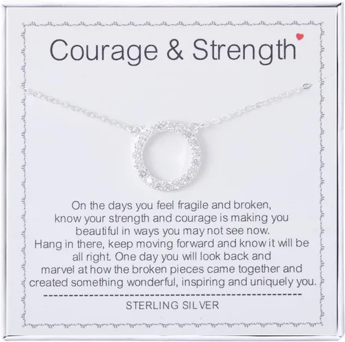 Vista 23 de Collar para mujeres y niñas, collar de círculos de plata de ley, collar de fuerza de coraje, guerreros, ideas de regalos