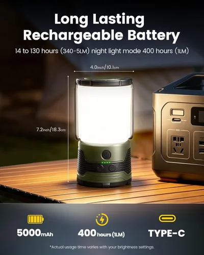 Vista 3 de Glocusent Linterna de camping recargable de 1200LM LED, linterna para corte