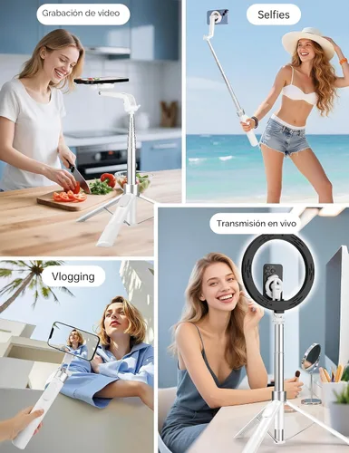 Vista 6 de 70" Magnetic Tripod for iPhone Magsafe, Extendable Selfie Stick Tripod Blanco