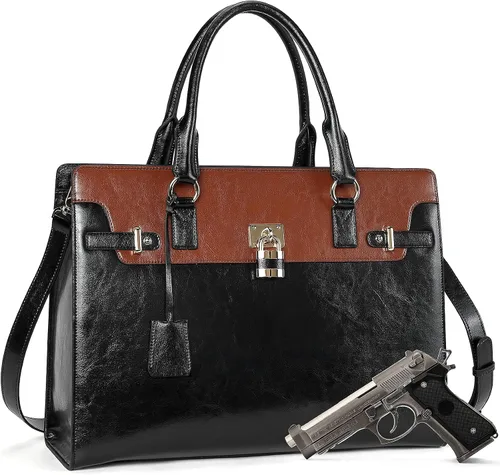 Vista 2 de BOSTANTEN Maletín para mujer, bolso de cuero para laptop, cartera de cuero para mujer