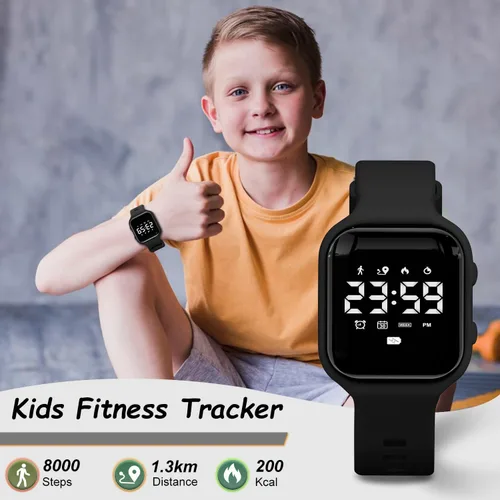 Vista 2 de GOLDEN HOUR Relojes deportivos digitales para niños con rastreador de fitness, reloj despertador, cronómetro, sin aplicación, regalos de cumpleaños