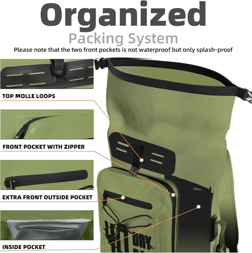 Vista 20 de MORXPLOR Bolsa seca impermeable, 5L/10L/20L/30L/40L/55L Mochila seca con funda impermeable para teléfono para natación, kayak