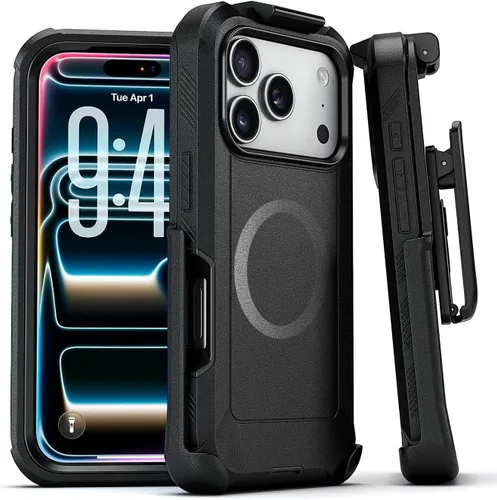 Vista 14 de MOTIVE Funda diseñada para iPhone 15 con clip para cinturón, funda magnética compatible con Magsafe, resistente y protección de grado militar