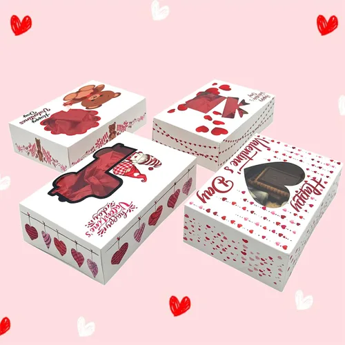 Vista 4 de BASHOUT 24 cajas de galletas de panadería de San Valentín Tamaño 8.5 x 5.75 x 2.5 pulgadas, caja de regalo de San Valentín con recorte de ventana
