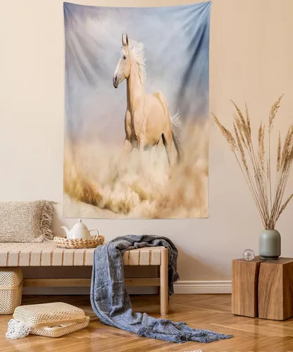Vista 4 de Ambesonne Tapiz bohemio, diseño floral de bruja, luna y mariposa con adornos de mandala, decoración de tela para colgar en la pared para dormitorio