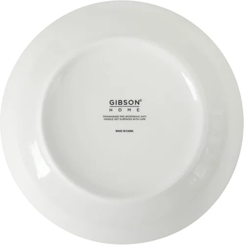 Vista 7 de Gibson Home Heritage Sky - Juego de 4 cuencos para pasta, cuencos redondos de cerámica de 8 pulgadas, diseño floral azul y blanco, uso diario