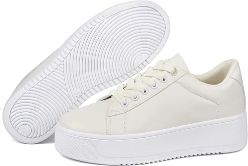 Vista 5 de JABASIC Zapatos deportivos de moda para mujer, con cordones, elegantes y cómodos para caminar