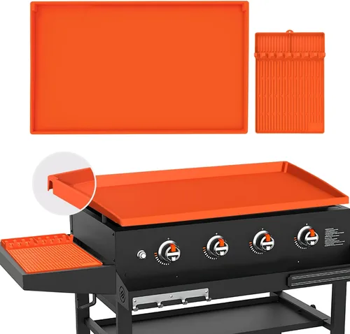 Vista 10 de Cubierta de parrilla de silicona Blackstone de 28" de borde completo, accesorios premium de parrilla Blackstone de grado alimenticio, protector