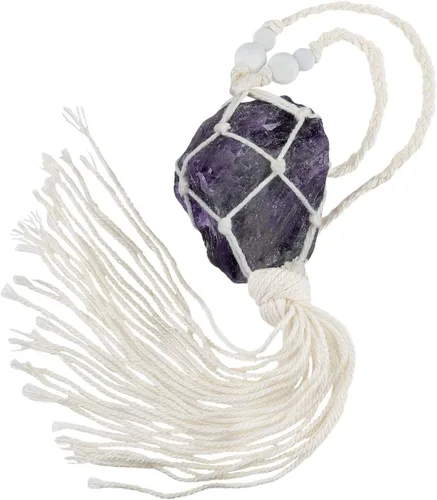 Vista 6 de Amogeeli Adorno colgante de cristal de fluorita natural, colgante de piedra cruda para decoración colgante para el hogar y la oficina