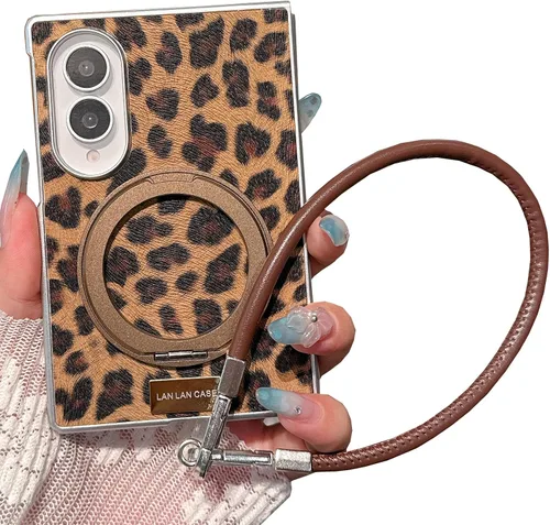 Vista 18 de Yatchen Funda de piel de lujo para Samsung Galaxy Z Flip 3, bonita pintura de paisaje para mujer, dermatoglífico, protector de parachoques de Valle