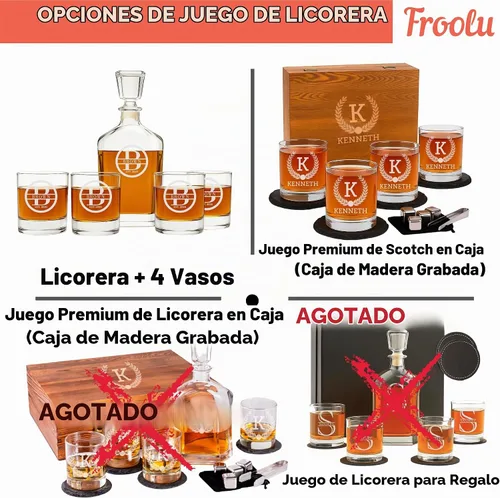 Vista 2 de Juego de decantador de whisky personalizado, juegos de decantadores de whisky para hombres, regalos personalizados para hombres