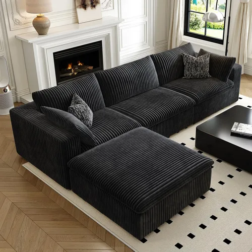 Vista 8 de LoveSeat Cloud Couch Sofá Seccional Modular para Sala de Estar, Sofá Moderno con Asiento Profundo, Sofá de 2 Plazas Sin Huesos con Otomana, Cómodos