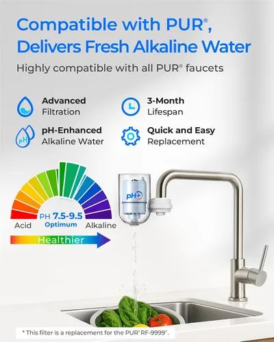 Vista 2 de [Alcalina] Waterdrop CF08D Filtro de grifo, compatible con todos los filtros de agua PUR® PLUS, filtro de agua PUR® PLUS RF9999®, 6 meses, 600