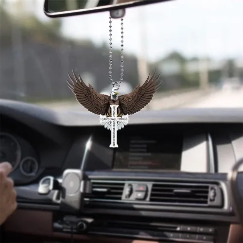 Vista 3 de Adorno colgante de cruz de águila, colgante de espejo retrovisor, colgante de espejos interiores religiosos cristianos automotrices, accesorios