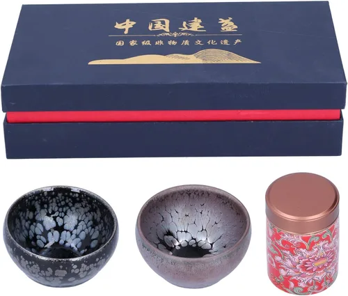 Vista 11 de Alvinlite Taza de cerámica, juego de té Jianzhan chino Tenmokus, taza de té de porcelana, cuenco de té hecho a mano con esmalte elegante, taza de té
