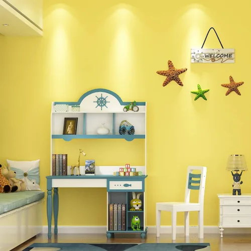 Vista 2 de FunStick Papel Tapiz Amarillo Brillante Adhesivo y Despegable para Dormitorio de Niños Papel de Contacto Amarillo Mate Despegar y Pegar Papel Tapiz
