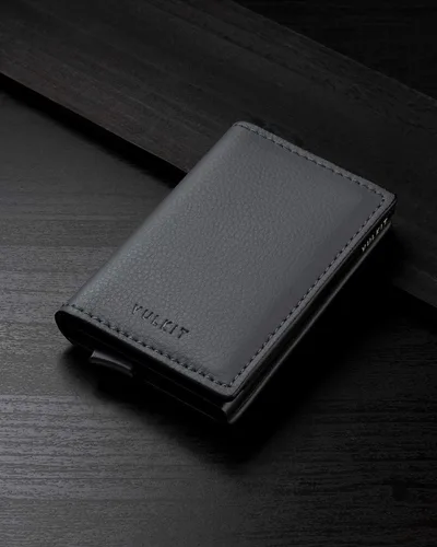 Vista 5 de VULKIT Tarjetero RFID Bloqueo de Cuero Automático Pop Up Cartera Aluminio Slim Pocket Tarjeta de Visita