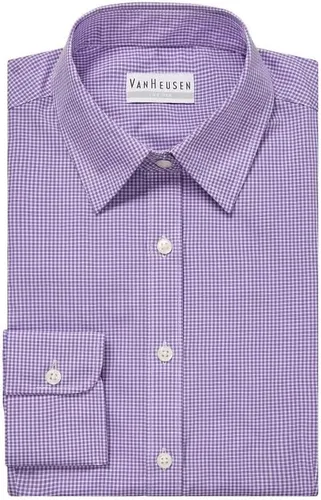 Vista 3 de Van Heusen Camisa de vestir para hombre, ajuste regular, tipo Gingham, con botones