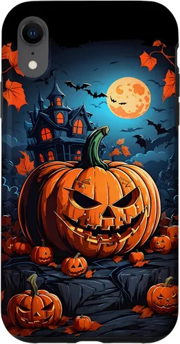 Vista 22 de iPhone 11 Pro Max - Funda para disfraz de Halloween con diseño de calabaza tallada espeluznante