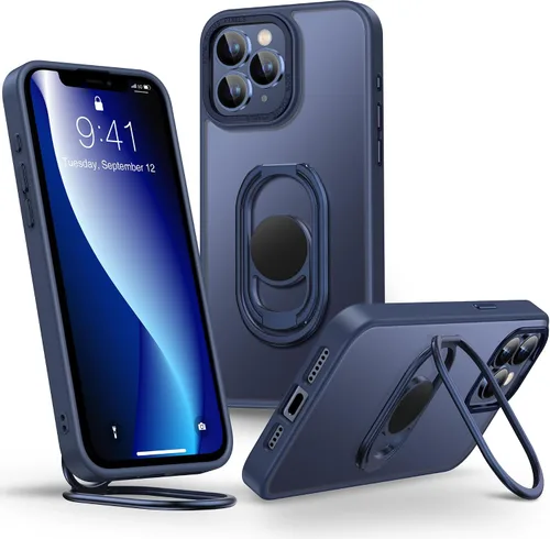 Vista 7 de Shields Up - Funda para iPhone 11 con soporte, soporte de 2 vías, color negro transparente Double Ring Holder, Adjustable & Foldable, Shockproof