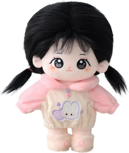 Vista 6 de CALEMBOU Muñeca de peluche - Muñeca de algodón suave y linda de 20 cm de anime kawaii con disfraz de esqueleto y ropa (Chacha)