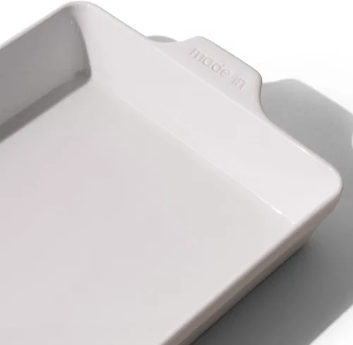 Vista 2 de Made In Utensilios de Cocina - Plato Rectangular para Hornear - Blanco - Porcelana Hecha a Mano - Utensilios de Horneo Profesionales - Fabricado