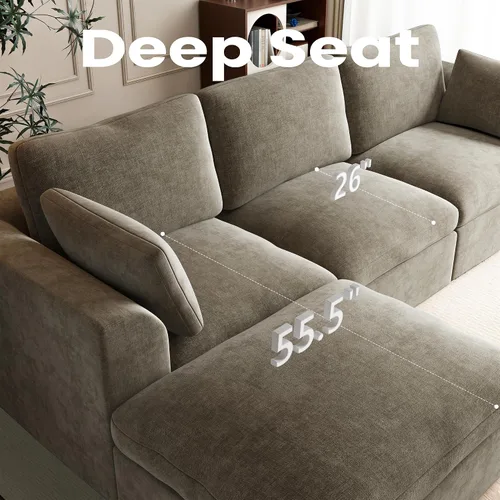 Vista 7 de Sofás seccionales Cloud de 110 pulgadas para sala de estar, sofá convertible sin hueso en forma de L con otomana, juego de sofá modular de gran