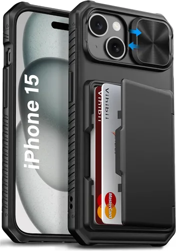 Vista 58 de Vihibii Funda para iPhone 13 Pro Max/iPhone 12 Pro Max con tarjetero (4 tarjetas) [bloqueo RFID] y cubierta de cámara deslizante, protección contra