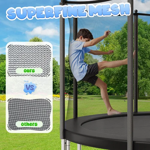 Vista 3 de JELENS Trampolín de 8 pies, 10 pies, 12 pies, 14 pies, 15 pies, trampolines para exteriores con red de cierre y escalera, trampolines recreativos