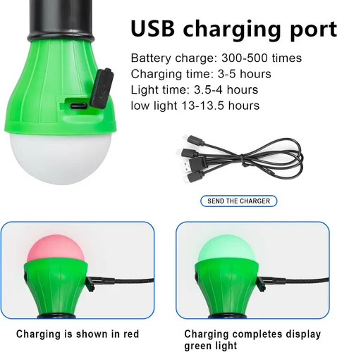 Vista 3 de Jarxin Linterna de Camping LED Recargable USB, Luces de Tienda al Aire Libre para Acampar Colgantes, Linterna para Niños con Gancho de Clip