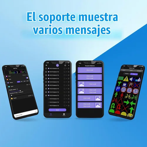 Vista 5 de Señal LED de desplazamiento de doble fila, panel de matriz LED flexible programable, control por aplicación Bluetooth, texto DIY, patrones